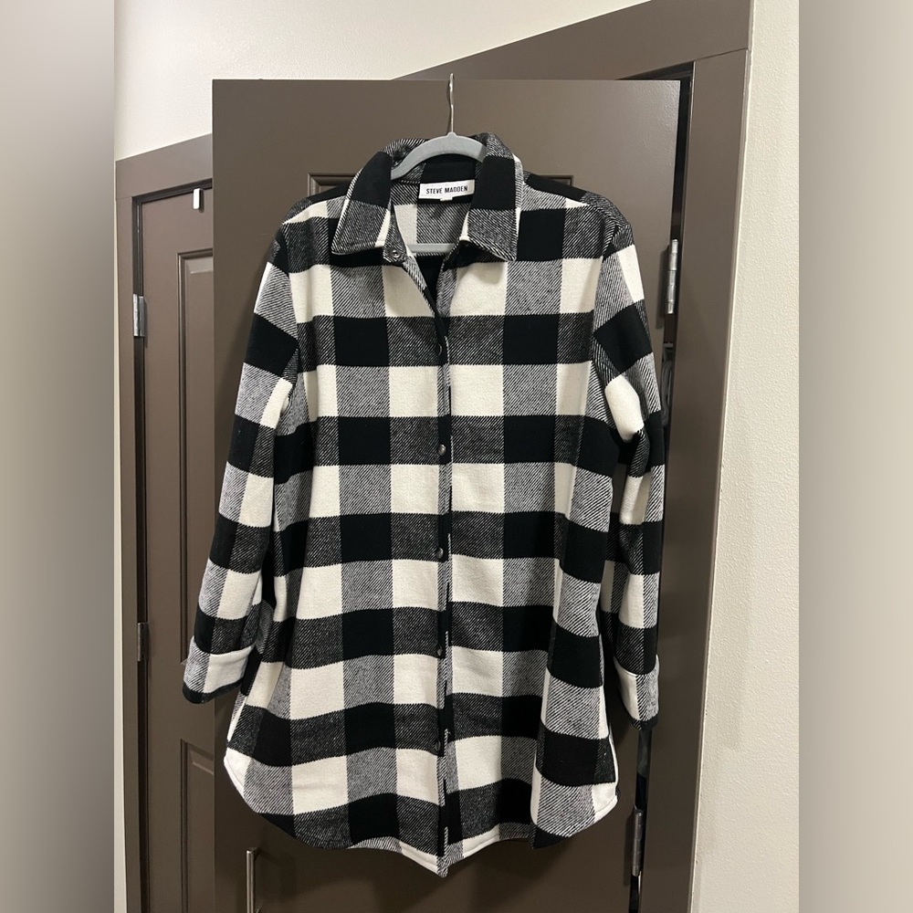 Steve Madden black & white checkered coat